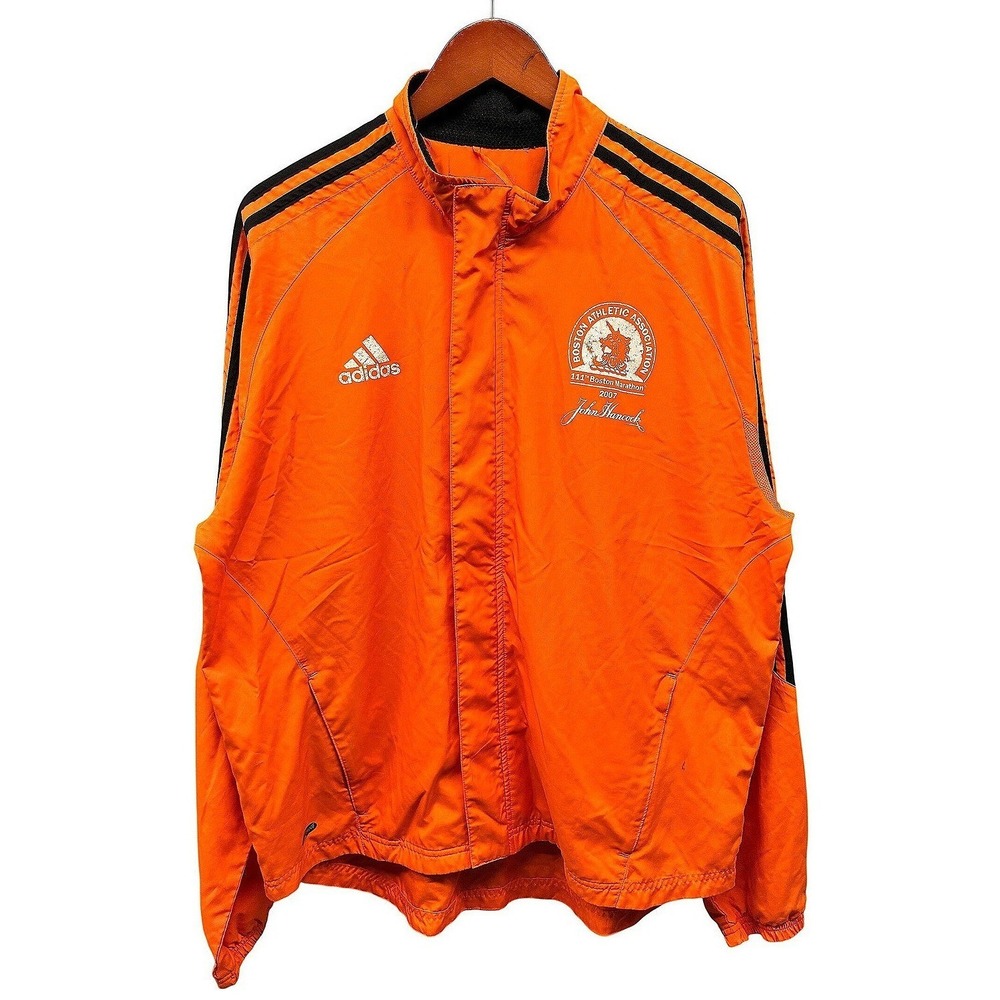 Adidas 2007 Boston Marathon Windbreaker Jacket Mens XL Orange Running Sporty